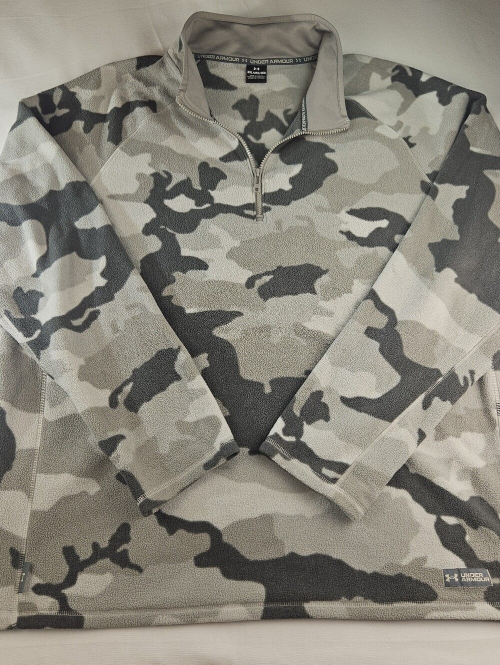 Under Armour Men’s ColdGear Gray Camouflage 1/4-Zip Microfleece Pullover Sz 3XL